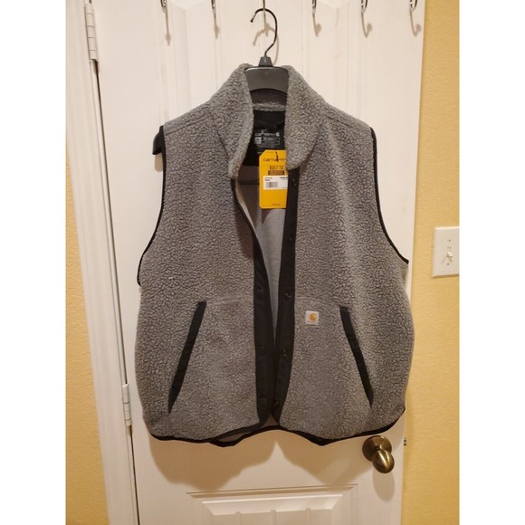 Carhartt Vest Womens XL Gray Snap On Buttons Sherpa 0V4995-W Ladies NEW*
